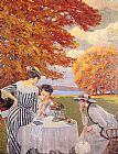 Edward Cucuel Canvas Paintings - Tea in the Park